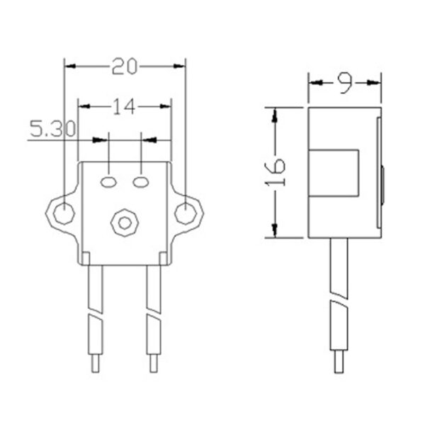 G4 G5.3 G6.35 ceramic halogen lamp holder sockets with leads size diagram