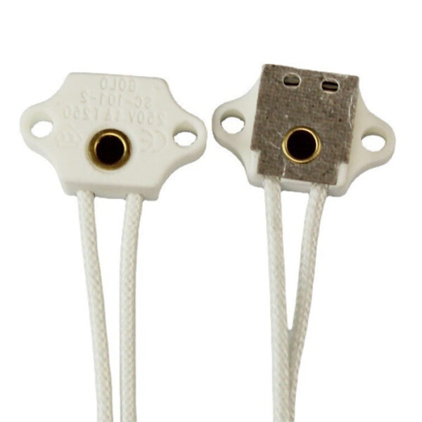 G4 G5.3 G6.35 ceramic halogen lamp holder sockets with leads