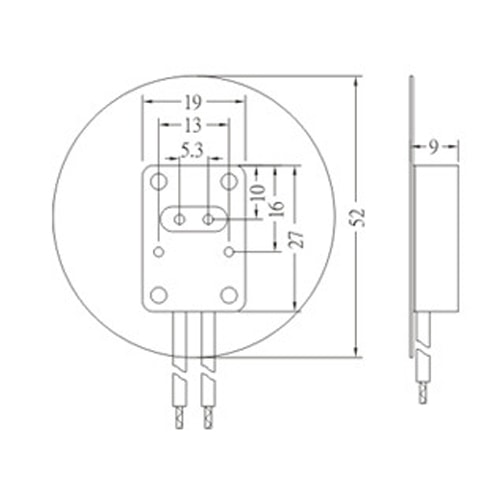 JS-113-1 G5.3 halogen lamp bulb sockets size diagram