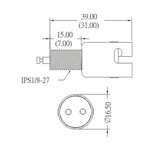 JS-510-6 B15 halogen lamp bulb sockets size diagram