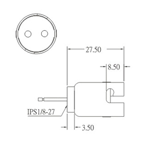 JS-510-8 B15 halogen lamp bulb sockets size diagram